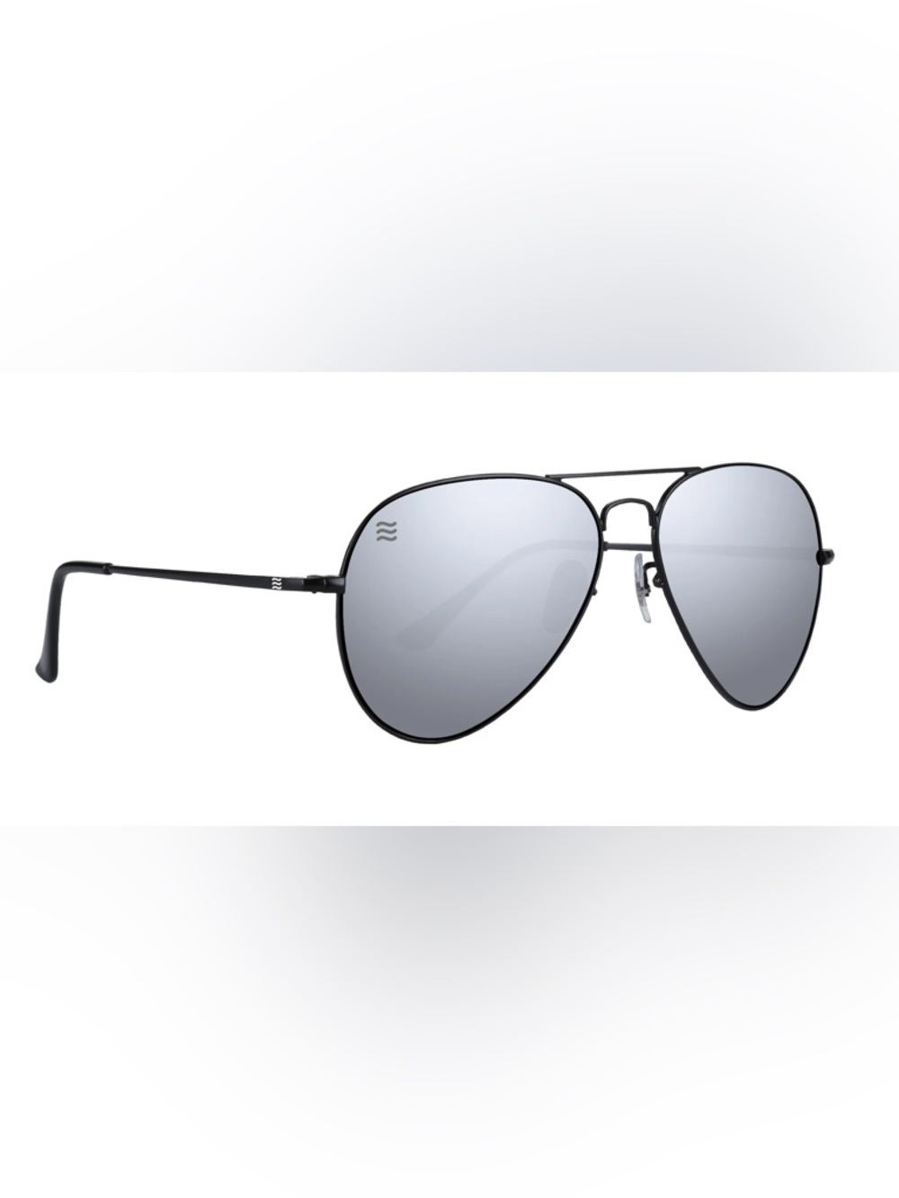 Neven Aviator Sunglasses - Black Frame with Silver Mirrored Lenses - Picture 9 of 9